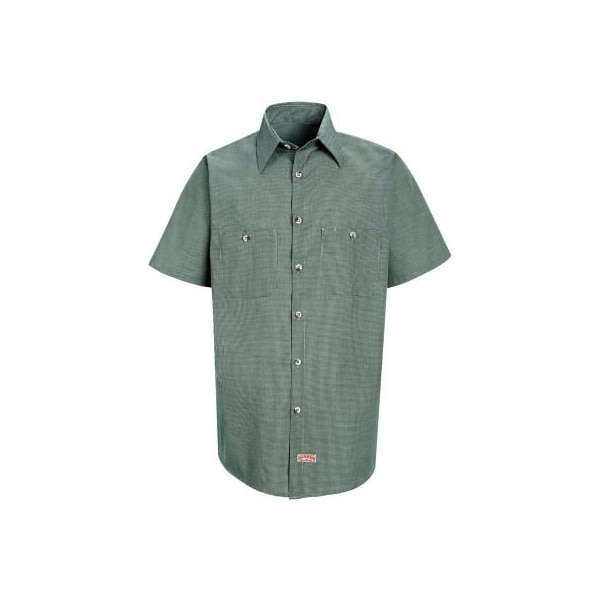 Red Kap Men's Micro-Check Uniform Shirt Short Sleeve Hunter/Khaki  Check L SP20